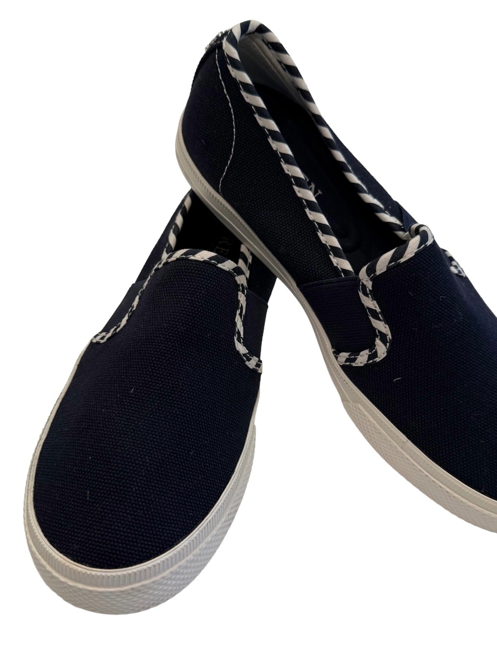 LAUREN Ralph Lauren Jinny Slip-on Lauren Navy/White Canvas/Stripes Sz 6  NEW